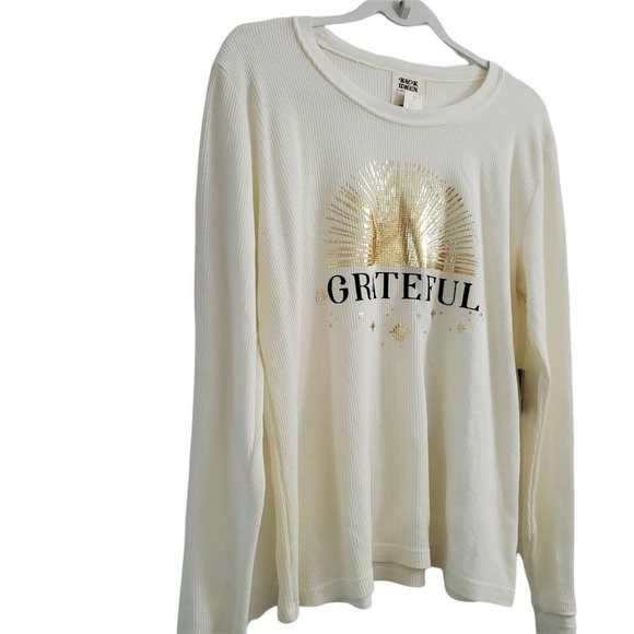 Back When by Anthropologie Sweater Medium Ivory Grateful Graphic Long Sleeve NWT - Picture 4 of 11